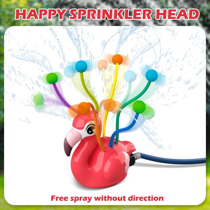 ROUSKY 2-in-1 Water Sprinkler Toys for Kids and Aldult,Outdoor Garden Lawn Watering Toys with Water Tentacles,Attaches to Garden Hose,Summer Spray Water Fun Toys (Flamingo) - Image 3